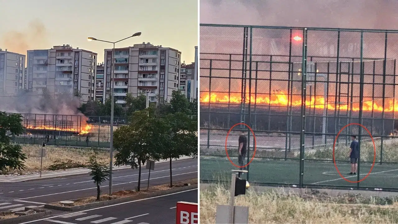 Diyarbakır’da yangına rağmen futbol oynamaya devam ettiler Img